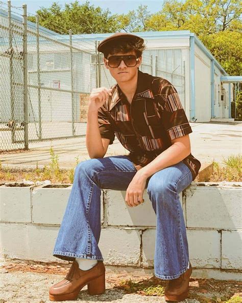 Printed Polo And Denim Pants With Eyeglass And Cool Hat 70s Outfits Men