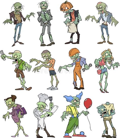 Zombie Collection Set Of Funny Cartoon Zombies Of Different