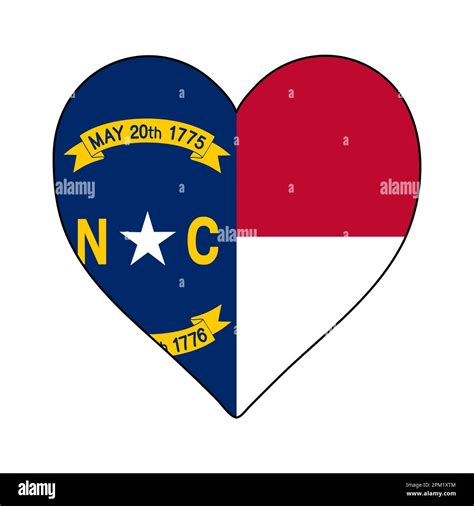 North Carolina Heart Shape Flag. Love North Carolina. Visit North