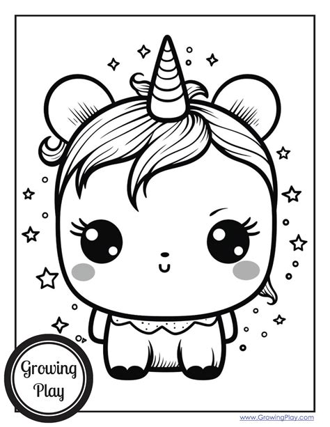 Cute Kawaii Unicorn Coloring Pages Free Growing Play
