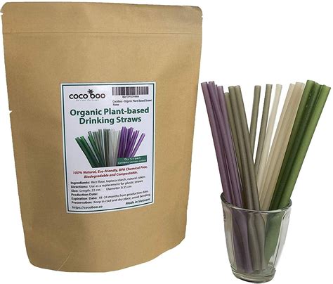 100 Compostable Plant Based Drinking Straws Eco Friendly