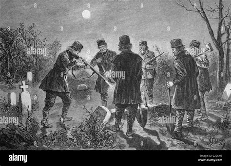 Banning A Vampire In Romania Historical Picture About 1893 Stock