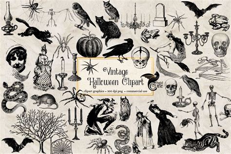 Maybe you would like to learn more about one of these? Vintage Halloween Clipart (128598) | Illustrations ...