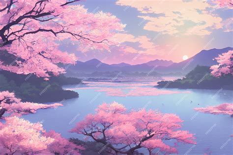 Premium Photo Japan Anime Scenery Wallpaper Featuring Beautiful Pink