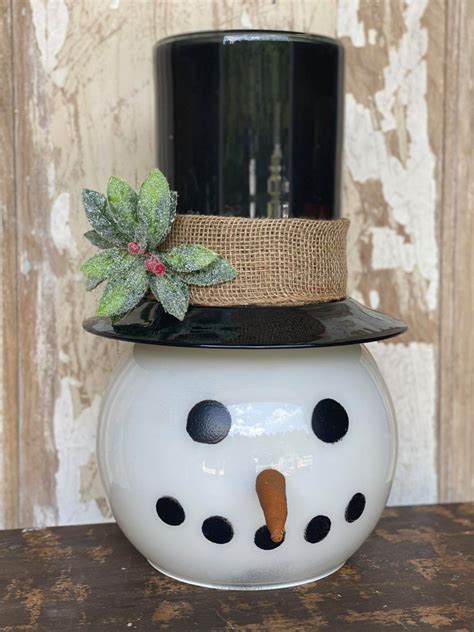 DIY Glass Snowman Head - The Shabby Tree | Glass snowman crafts, Glass