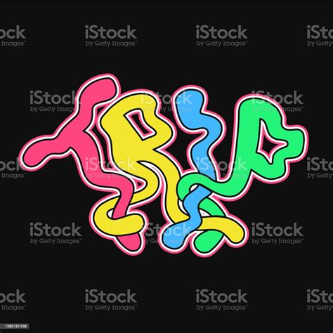 Trip Wordtrippy Psychedelic Style Lettersvector Hand Drawn Doodle