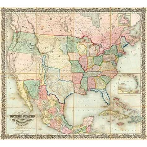 Map Of The United States Of America 1848 Poster Print By J H Colton