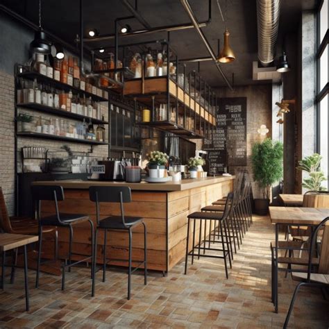 Coffee Shop Industrial Style Interior Design