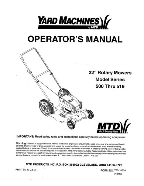Mtd Lawn Mower Service Manual Mtd 607 Front Engine Lawn Tractor Parts