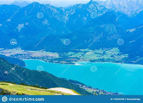Landscape With Wolfgangsee Lake From Schafberg Mountain Austria Stock