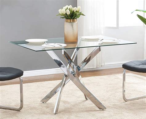 Tonvision Tory Clear Glass Table Rectangle Top Curved Legs 4 6 Seater