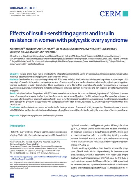 Pdf Effects Of Insulin Sensitizing Agents And Insulin Resistance In