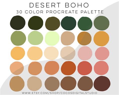 Desert Boho Procreate Color Palette Swatches Hand Picked Pastel Colors