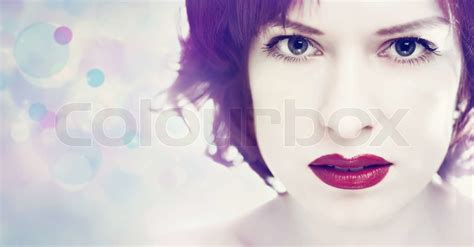 Red Lipstick Beauty White Woman Portrait Stock Image Colourbox