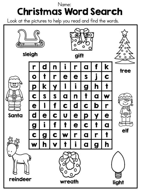 Free Christmas Word Search Packet Also Includes Label Santa