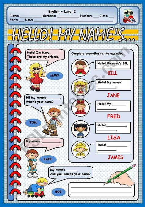 Hello My Name´s Esl Worksheet By Xani Vocabulary Worksheets