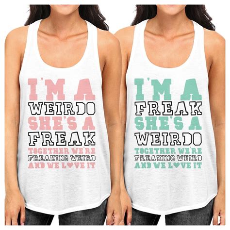Weirdo Freak Best Friend T Shirts Womens Cute Graphic Tank Tops In