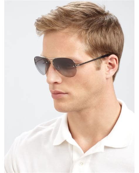Ray Ban Aviator Sunglasses In Metallic For Men Lyst