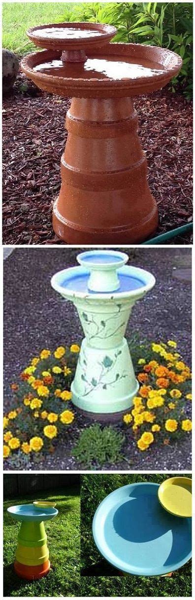 Diy Bird Bath Using Flower Pots Make It Into A Low Flow