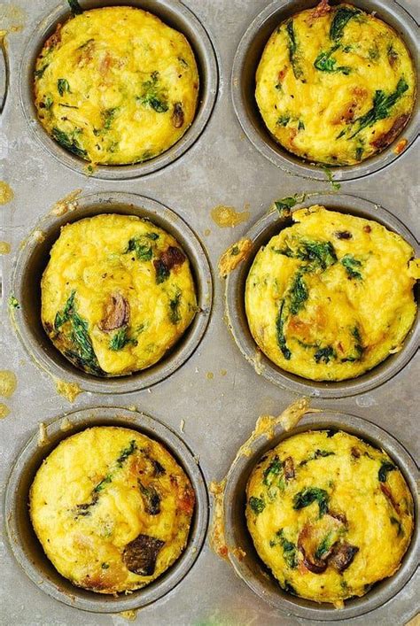 Savory Vegetable Breakfast Egg Muffins With Mushrooms And Spinach Egg