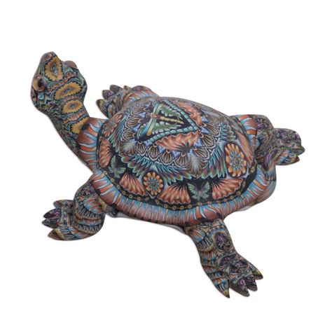 Colorful Polymer Clay Tortoise Sculpture 3 Inch From Bali