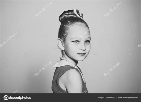 Little Girl In Vintage Dress Prom Retro Girl Fashion Model Beauty
