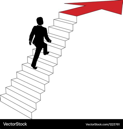 Business Man Climbs Up Arrow Stairs Royalty Free Vector