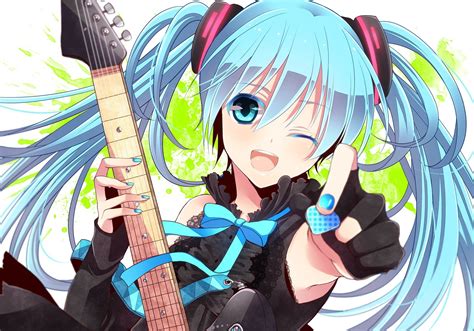 Anime Anime Girls Guitar Blue Hair Vocaloid Hatsune Miku Wallpaper