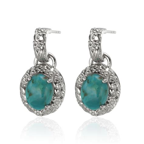 Sterling Silver X Mm Oval Turquoise Drop Earrings Property Room