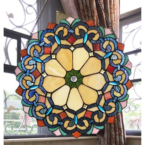 chloe lighting chloe tiffany style stained glass window panel suncatcher