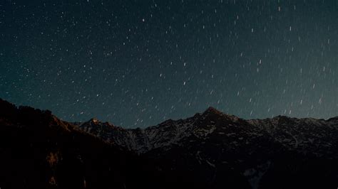 Mountain Starry Sky Night Glitter Uplands 4k