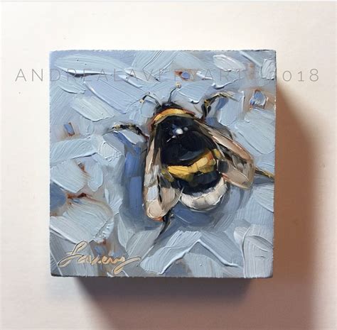 Blue Bumble 3 X3 Oil By Andrea Lavery Bee Art Art Painting