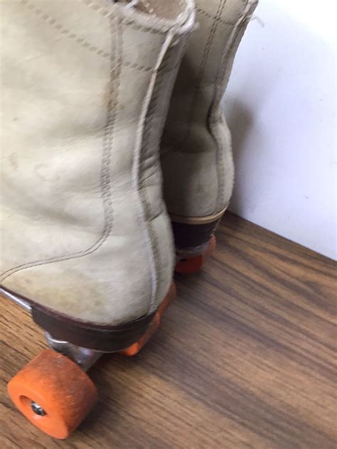 vintage riedell sure grip jogger roller skates tan orange wheels size 9 ebay