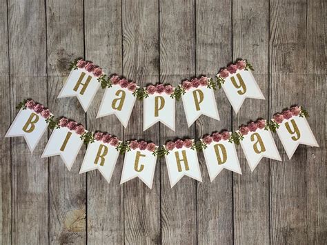 Custom Floral Banner Birthday Banner Personalized Happy Etsy