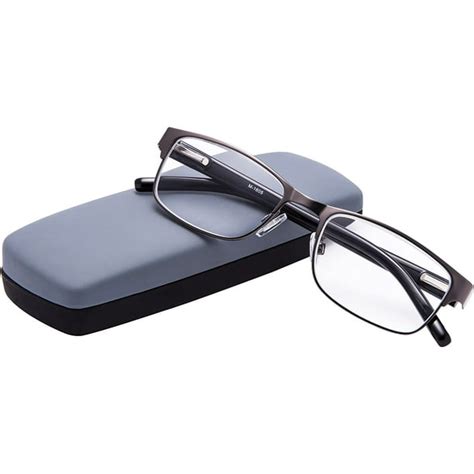 eyeguard metal rectangular reading glasses for men， readers with spring hinge 2 75