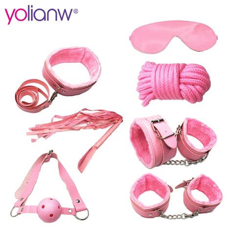 Sexy Toy 7 Pcsset Kit Sex Toys For Couples Nylon Sex Bondage Nipple Clameps Handcuffs Ball Gag