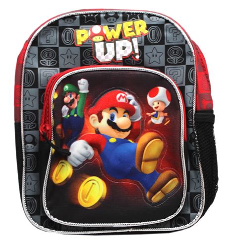 Super Mario Power Up Blackred Mini Kids Play Backpack 10in