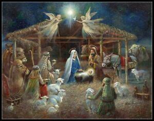 This cross stitch pattern uses 149 dmc floss colors and is worked on antique white aida cloth. The Nativity 3 - DIY Chart Counted Cross Stitch Patterns ...