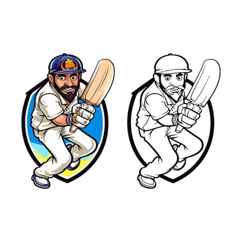 Batteur Frappant Vecteur Cricket Vecteur Joueur Cricket Illustration