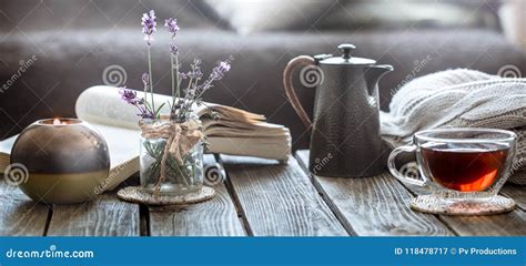 Still Life Tea Drinking In The Living Room Stock Image Image Of