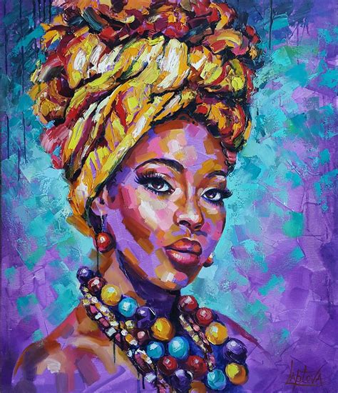 Portrait Multicolored Beads Painting African Wo Artfinder Black Art