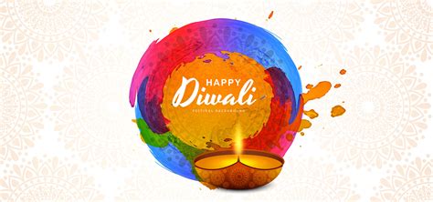Deepavali Greeting Card Template With Beautiful Burning Diwali Diya