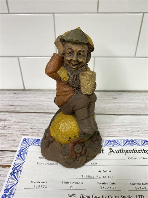 1987 Signed Lem Tom Thomas Clark Gnome Figurine Lemon Etsy Tom