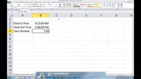 Calculating The Total Amount Of Time Elapsed In Excel Youtube