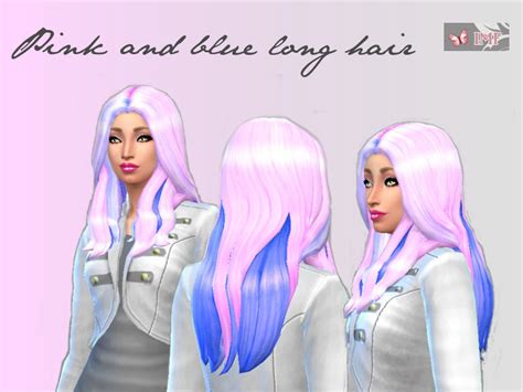 The Sims Resource Pink And Blue Long Hair
