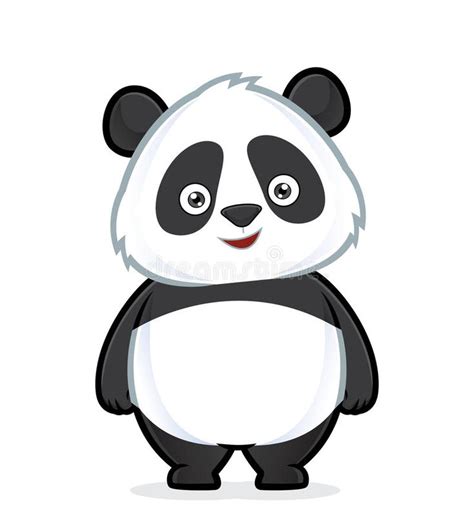 Cartoon Panda Bear With Big Eyes On White Background Stock Photo Image