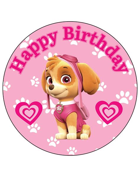 Paw Patrol Skye Round Edible Cake Image Cake Topper Skye Paw Patrol