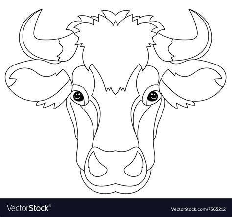 Hand Drawn Doodle Outline Cow Head Decorated With Ornamentsvector