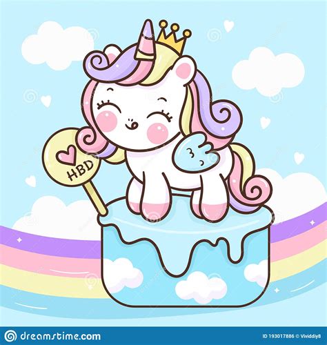 Flat Unicorn Princess Fairy Cartoon Pony Child Vector With Pastel