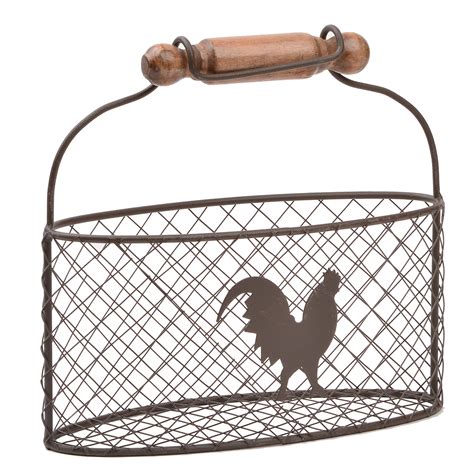 Country Rooster Wire Basket Country Rooster Rooster Decor Rooster